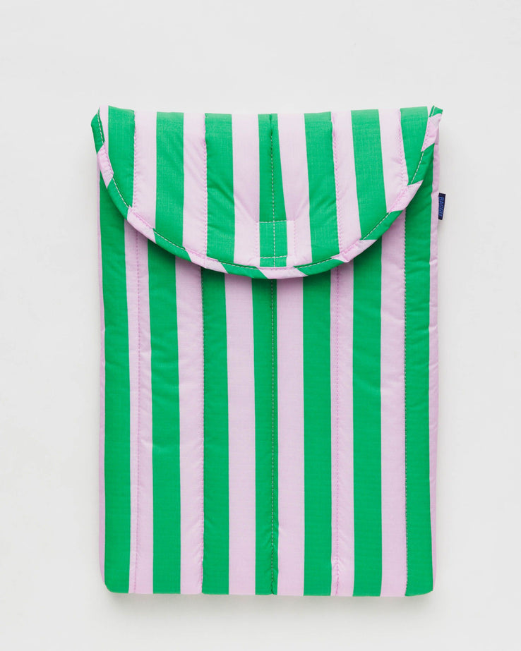 Puffy Laptop Sleeve 16" - Pink Green Awning