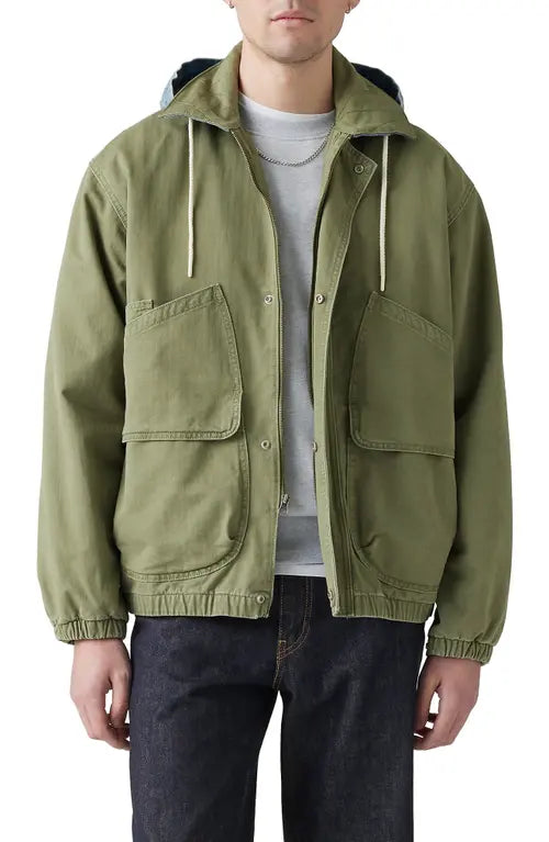Duboce Hooded Work Jacket - Found a Four Leaf Clover – Blue Duboce Hooded Work Jacket - Found a Four Leaf Clover – Blue