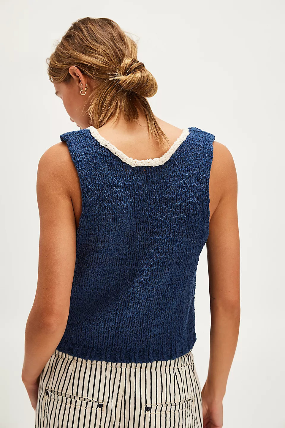 Sicily Reversible Sweater Shell - Dark Denim Combo