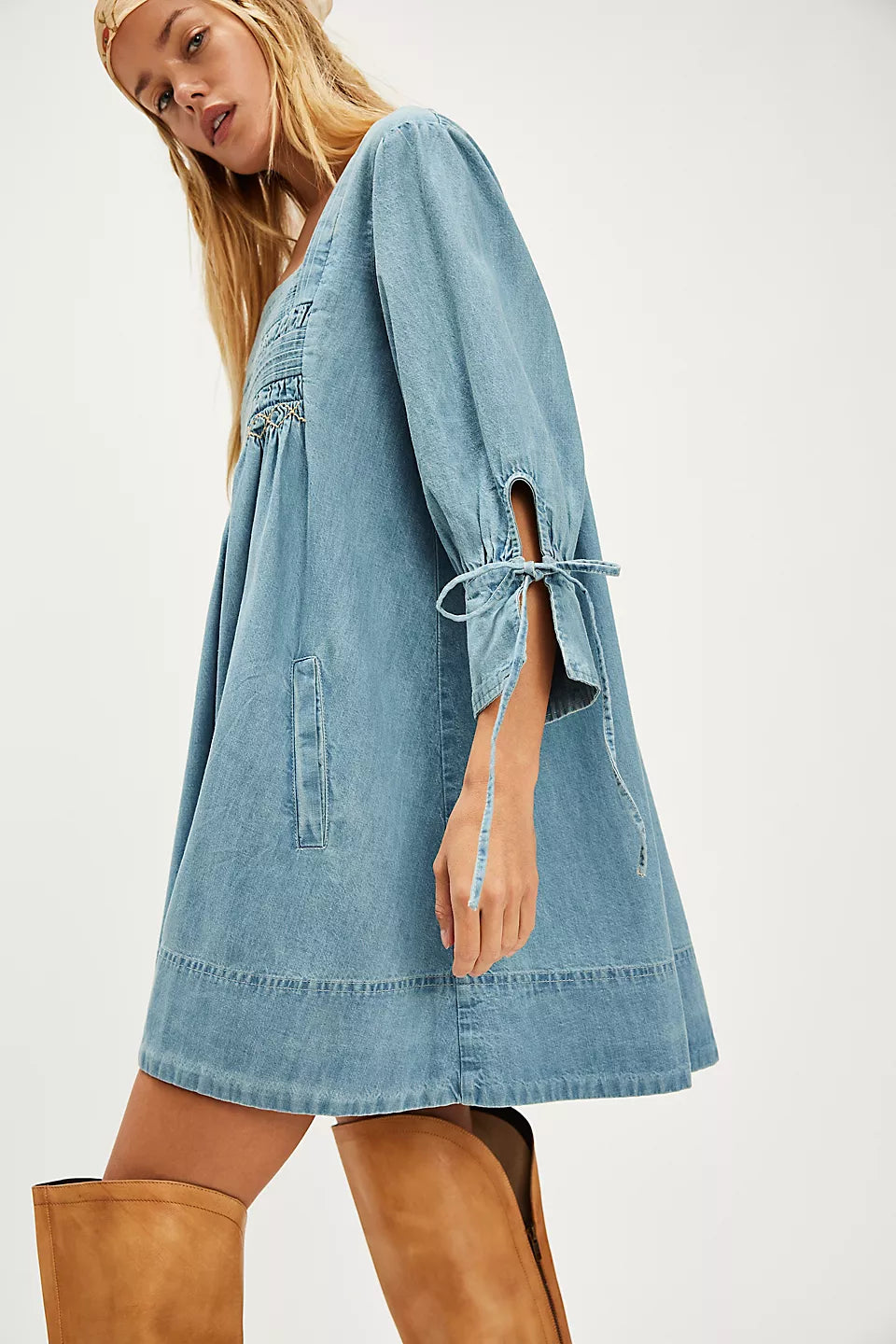 Sonora Denim Mini Dress - Cornflower