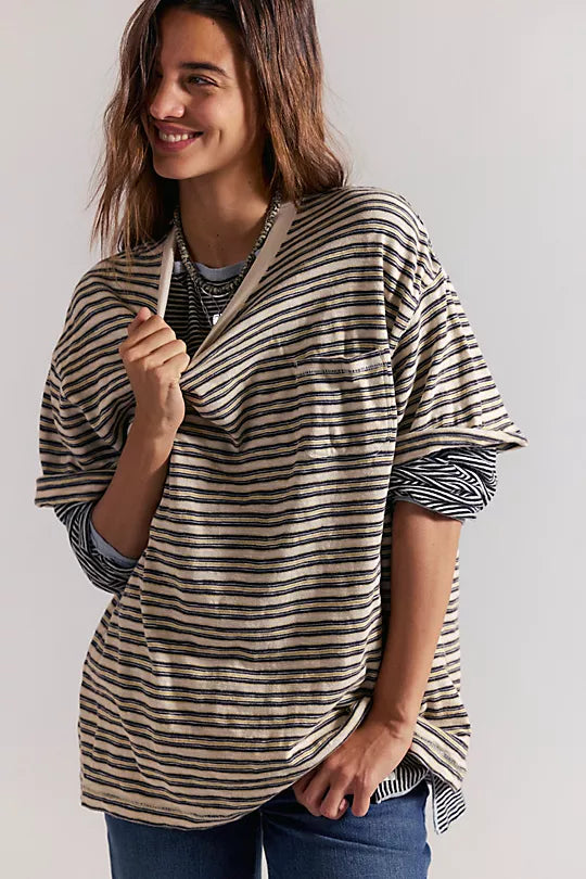 All Love Stripe Pocket Tee - Tea Combo