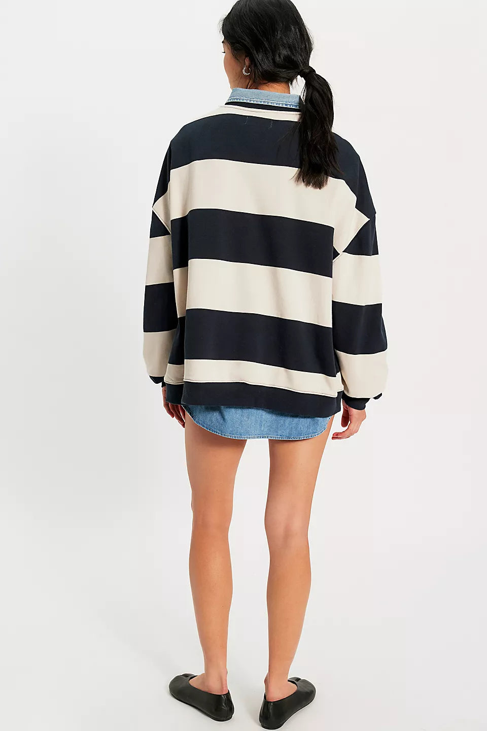 Classic Stripe Crew Sweatshirt - Black Combo