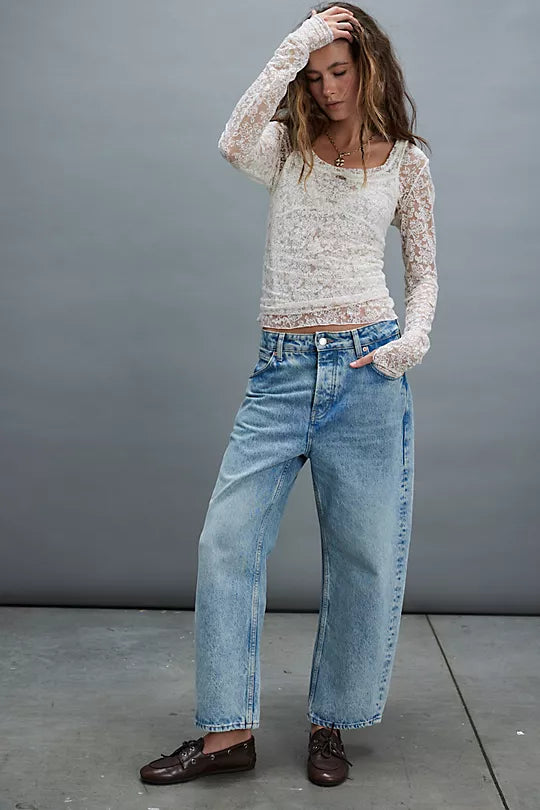 Deep Trance Dropped Boyfriend Jeans - Sweet Dreams
