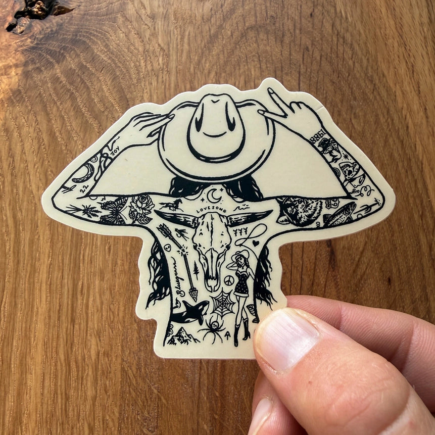 Tattooed Cowgirl #4 Vinyl Sticker 3"