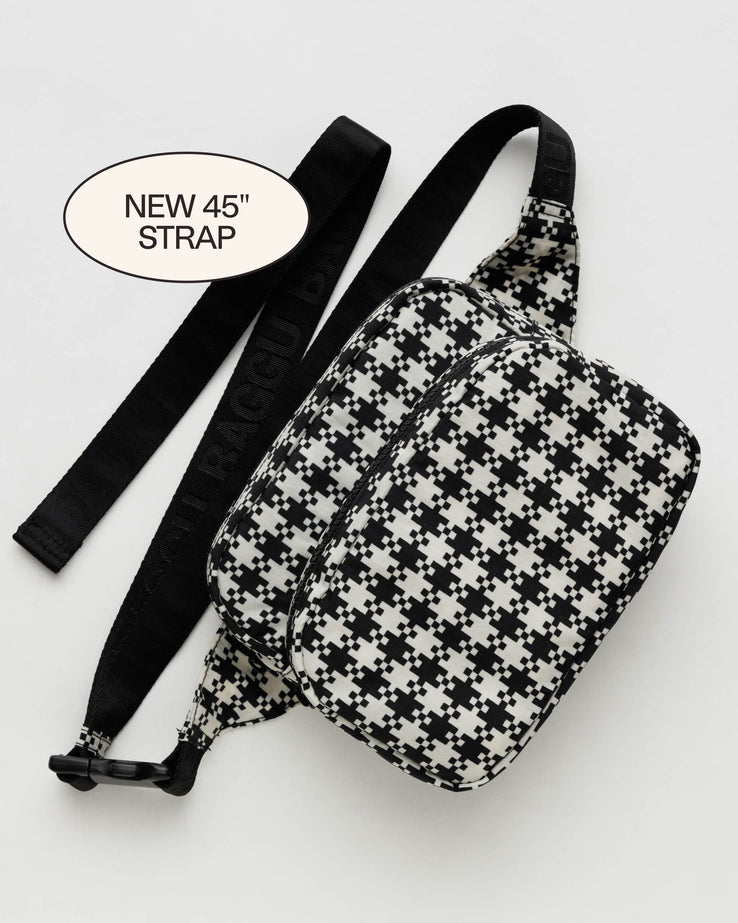 Fanny Pack - Black & White Pixel Gingham