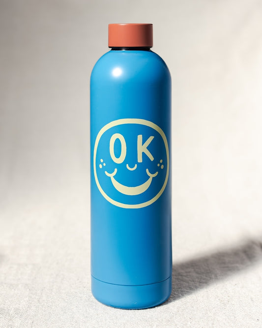 A-Ok Smiley Water Bottle 25oz - Blue