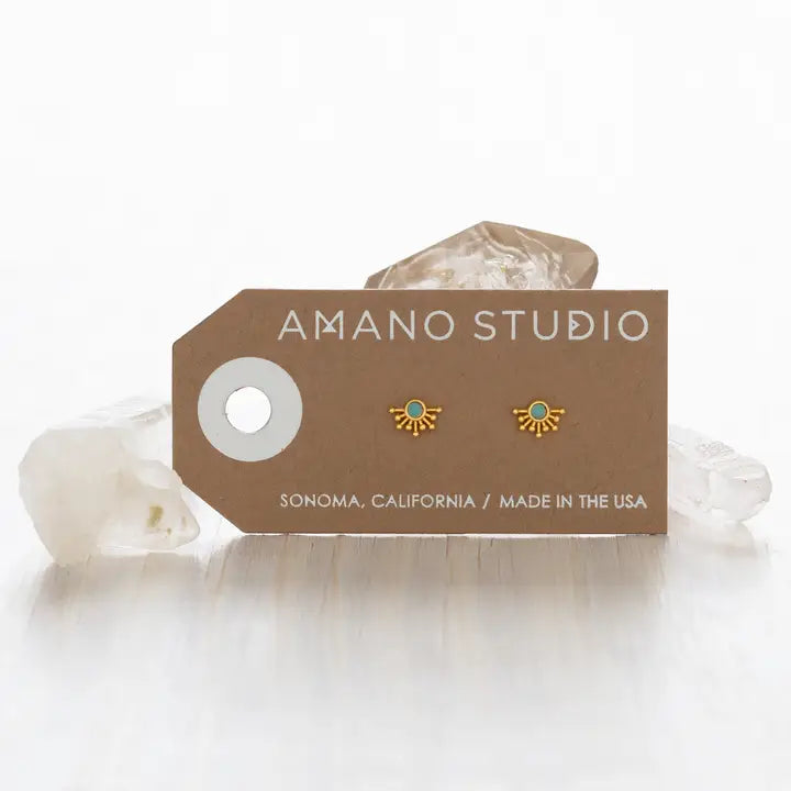 Rays of Light Stud Earrings - Turquoise