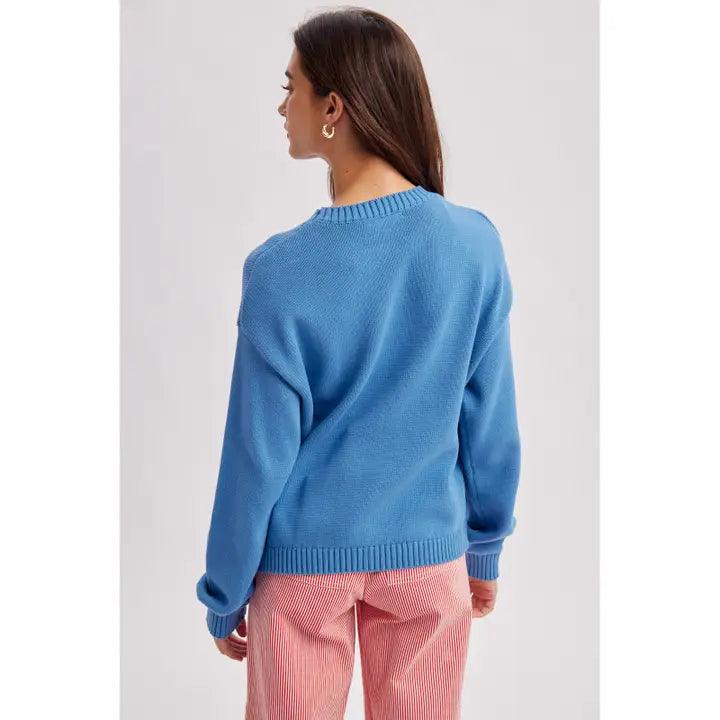 Dachshund Sweater - Pacific Blue