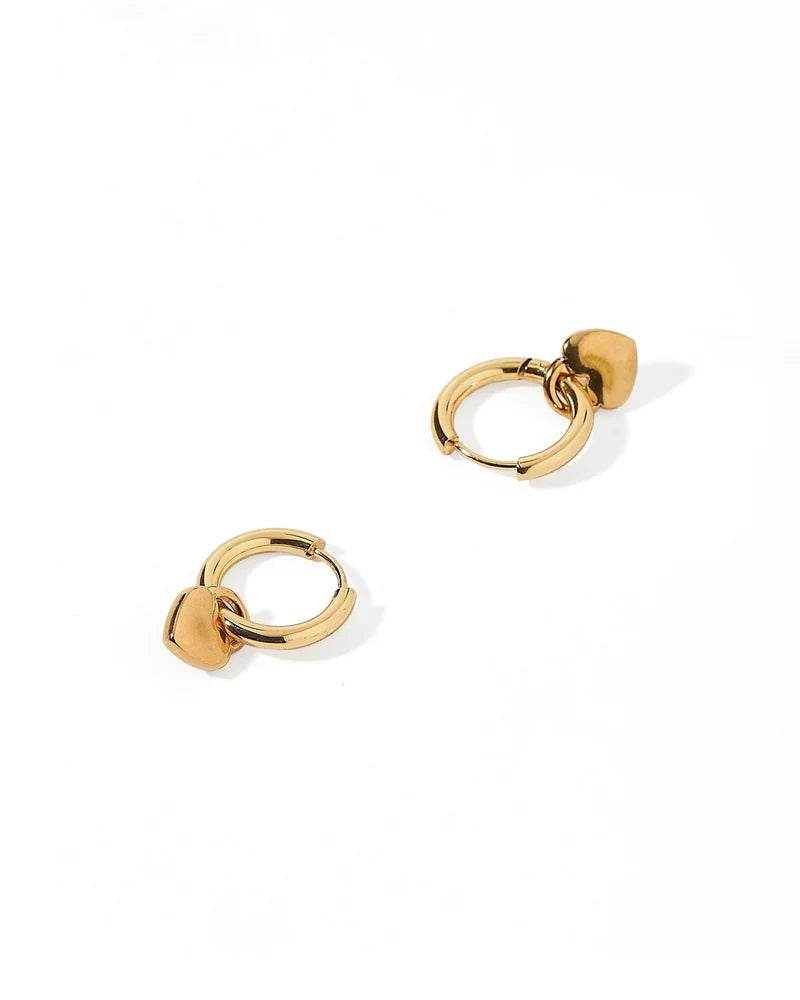 Huggie Charm Earrings - Dakota Heart