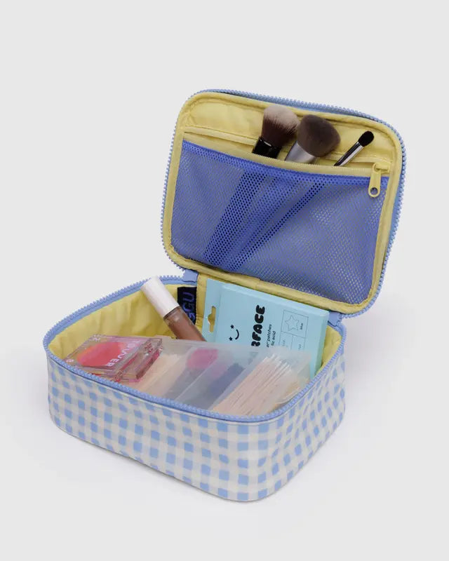 Small Cosmetic Case - Light Blue Gingham