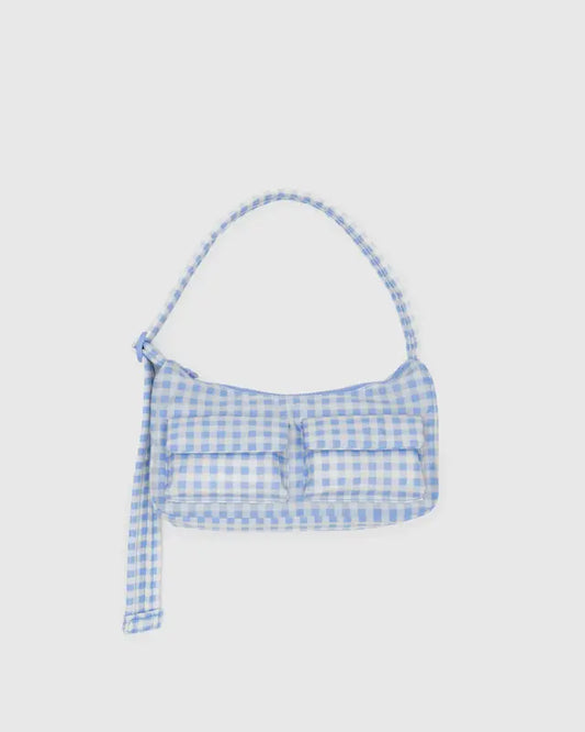 Cargo Shoulder Bag - Light Blue Gingham