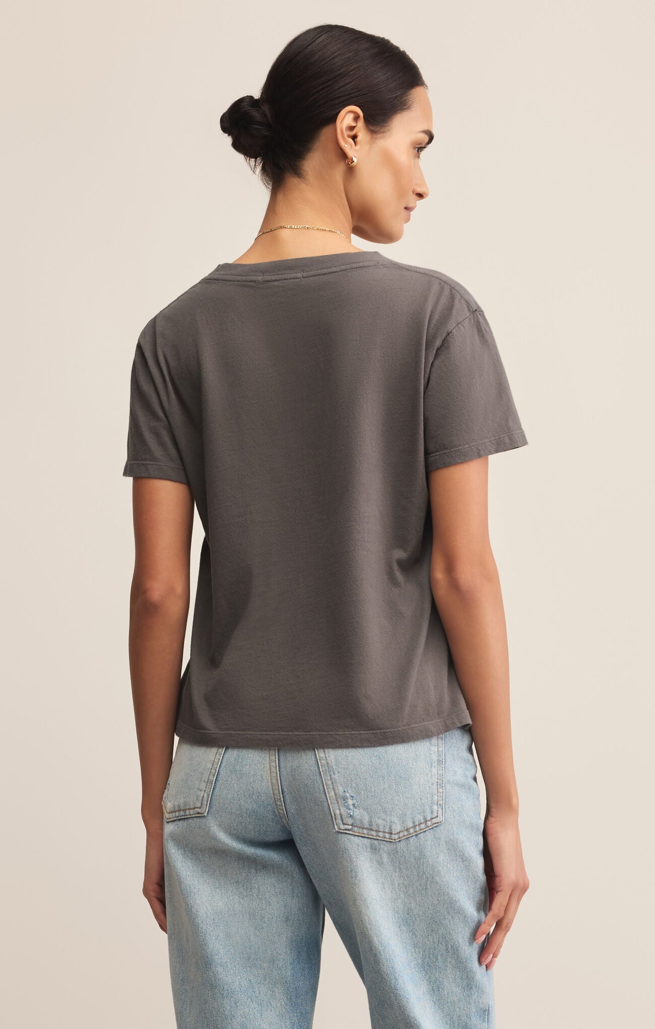 Weekdays V-Neck Tee - Washed Grey
