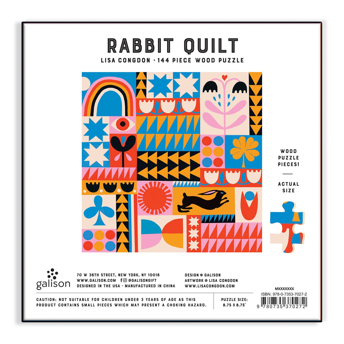 Lisa Congdon Rabbit Quilt 144pc Puzzle