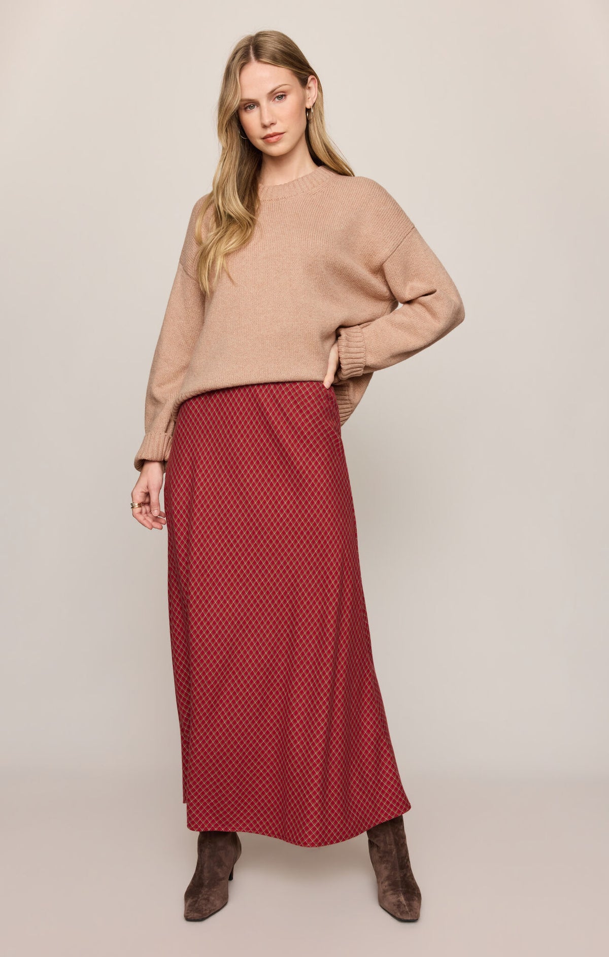 Crestview Plaid Skirt - Red Dahlia