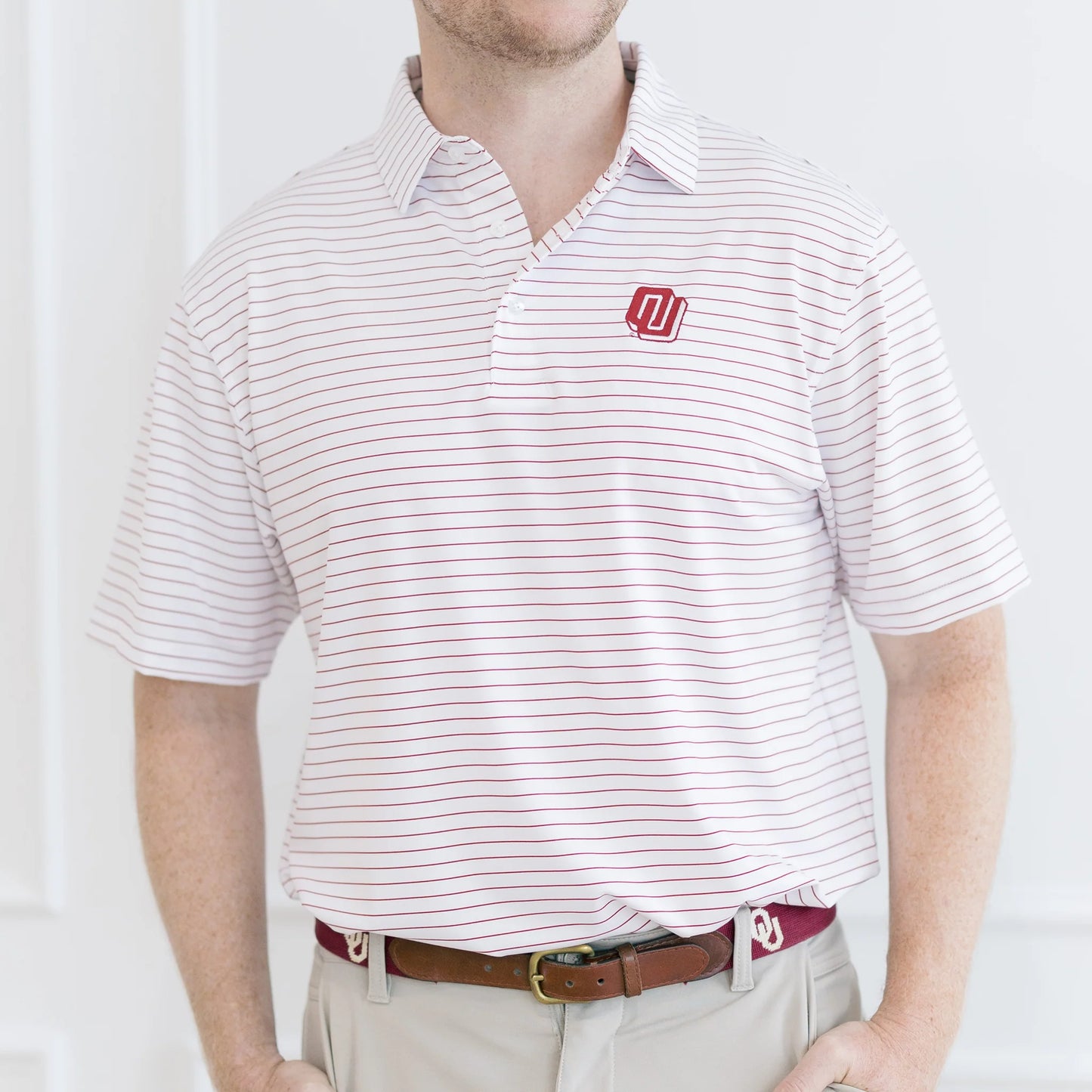 Turbo Logo Crimson Stripe Polo