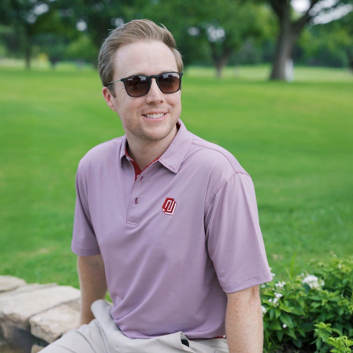 Turbo Logo Mini Stripe Polo - Crimson/White