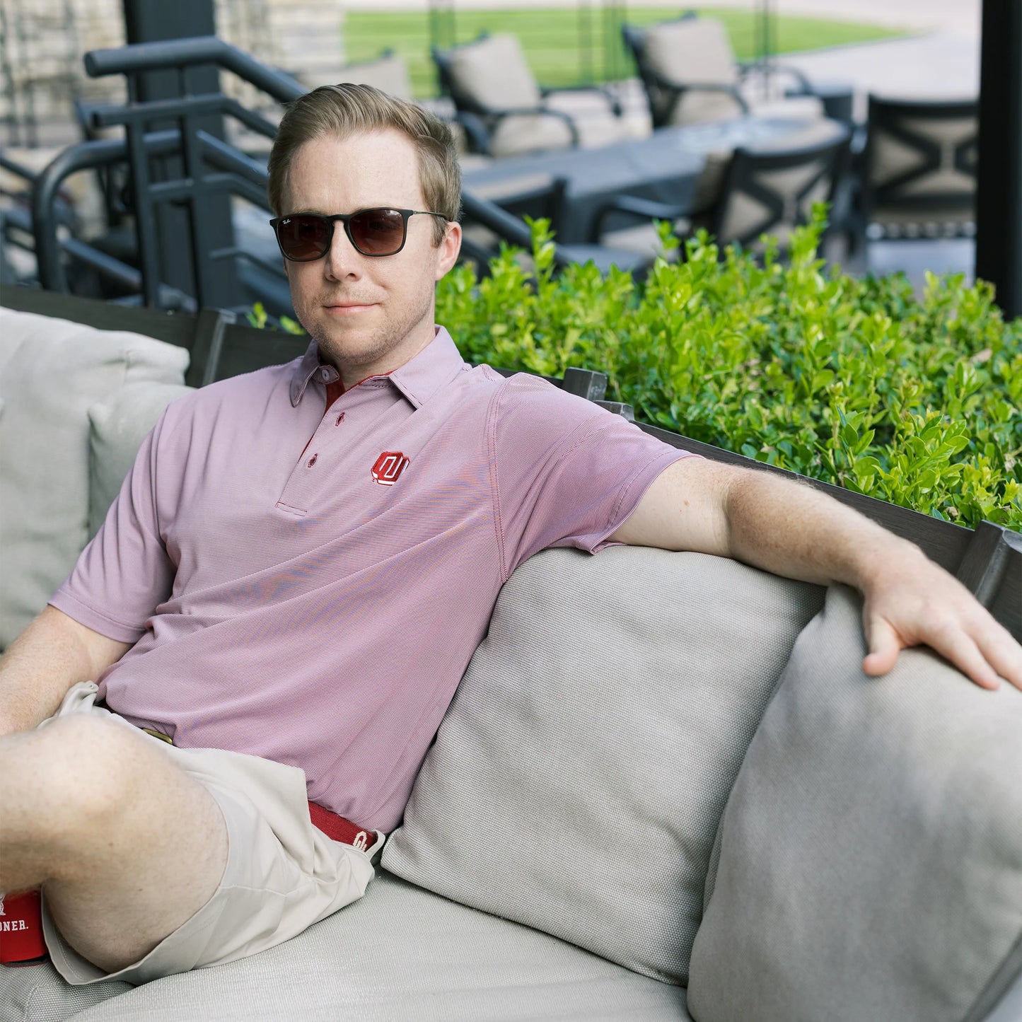 Turbo Logo Mini Stripe Polo - Crimson/White