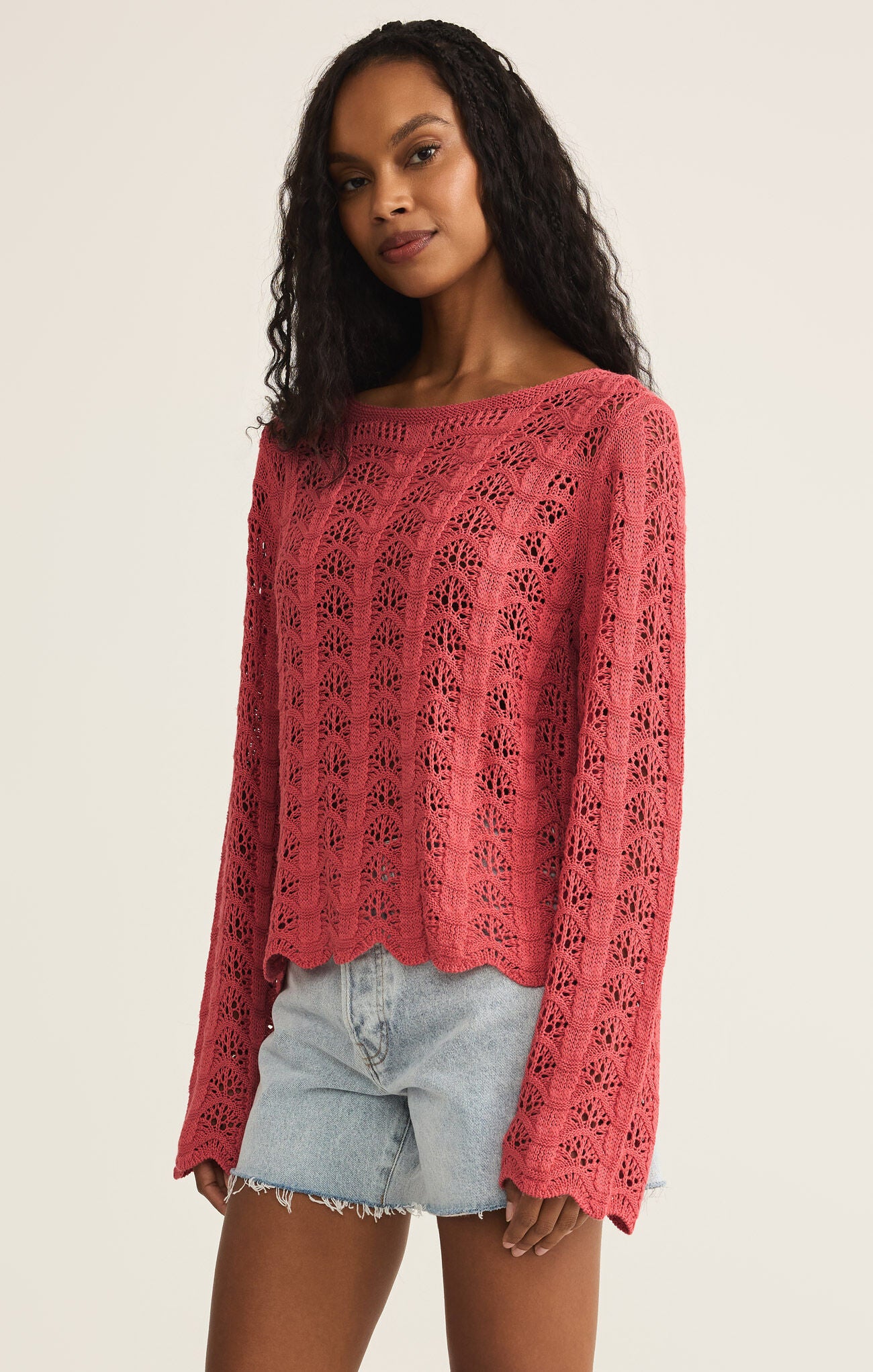 Azura Crochet Sweater - Persimmon