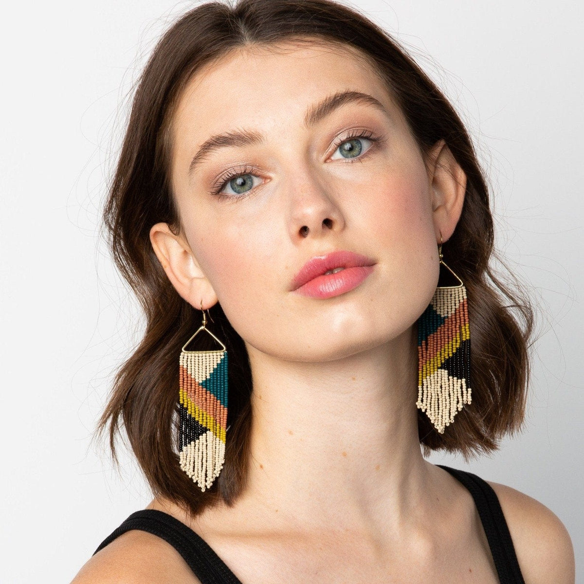 Emilie Angles Beaded Fringe Earrings Rust