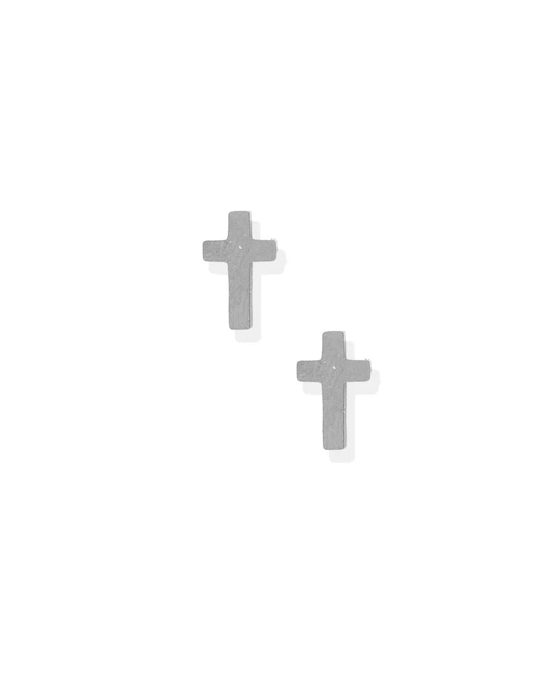 Screwback Stud Earrings - Catherine Cross Silver