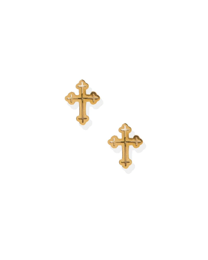 Screwback Stud Earrings - Latin Cross Gold