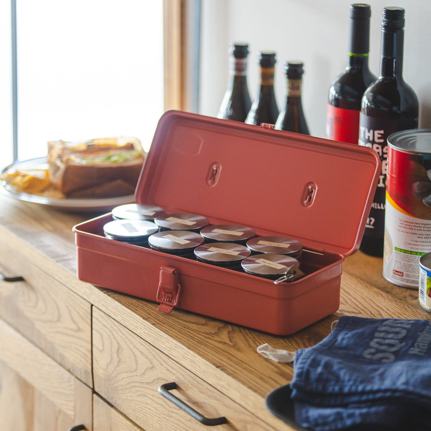 Steel Toolbox w/ Top Handle & Flat Lid - Live Coral