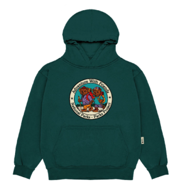 Adventure With Friends Bears Youth Hoodie - Dark Green