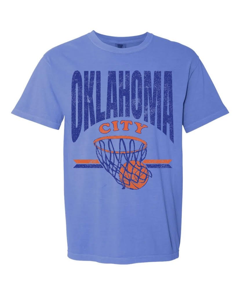 OKC Basketball Fade Tee - Flo Blue