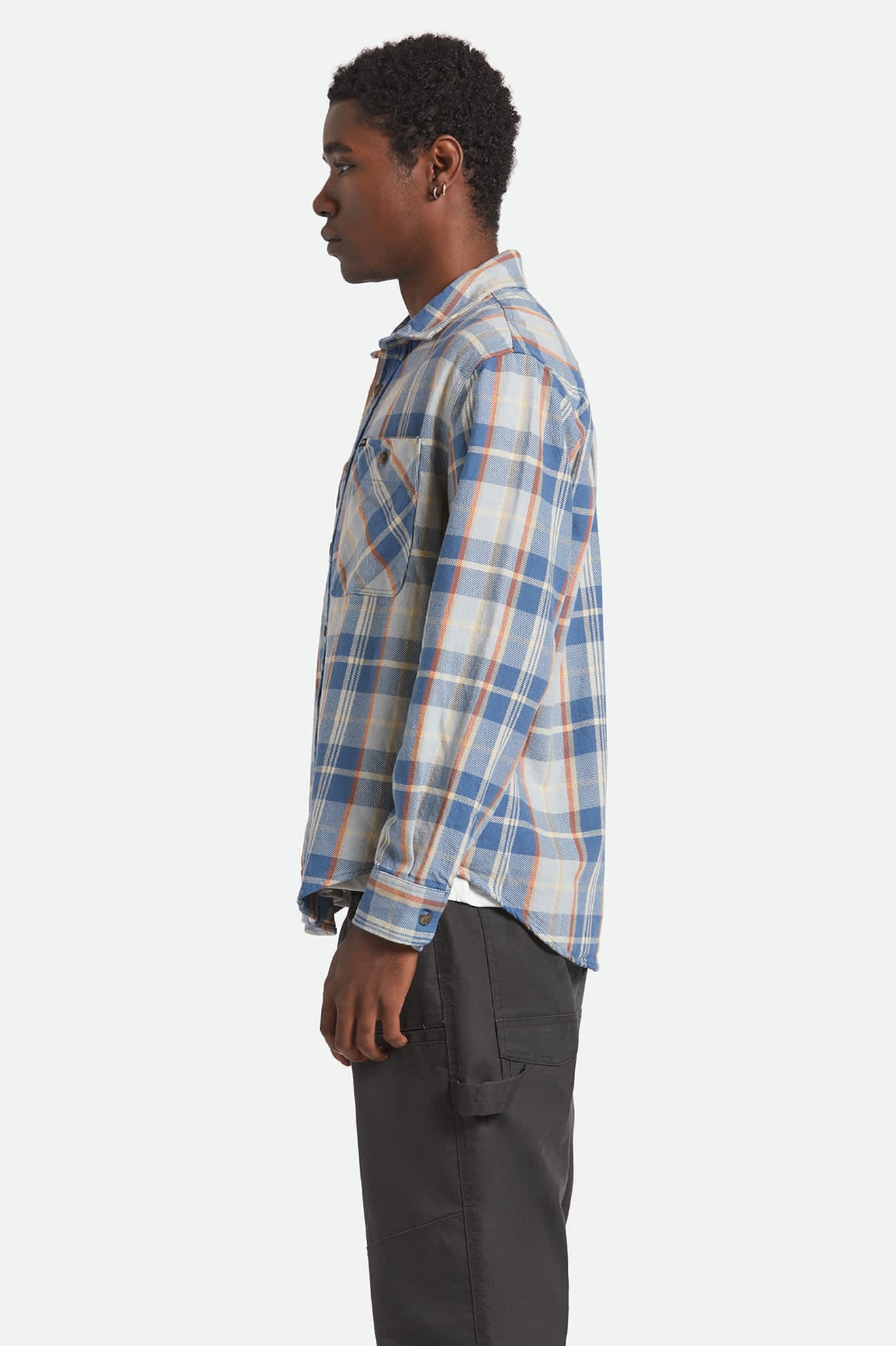 Vintage Wash Flannel - Blue/Orange