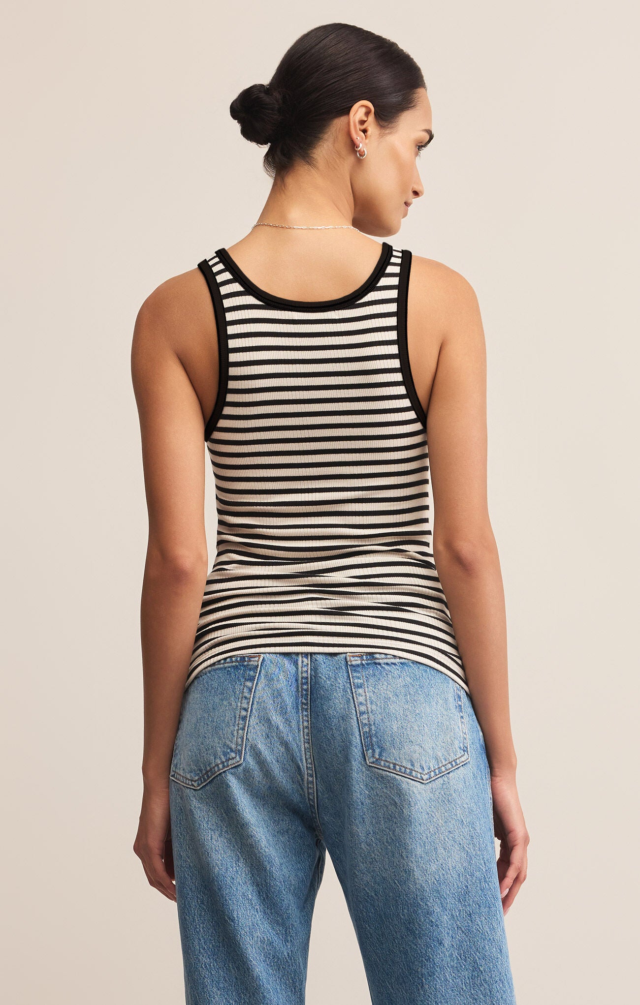 Classic Striped Scoop Tank - Black
