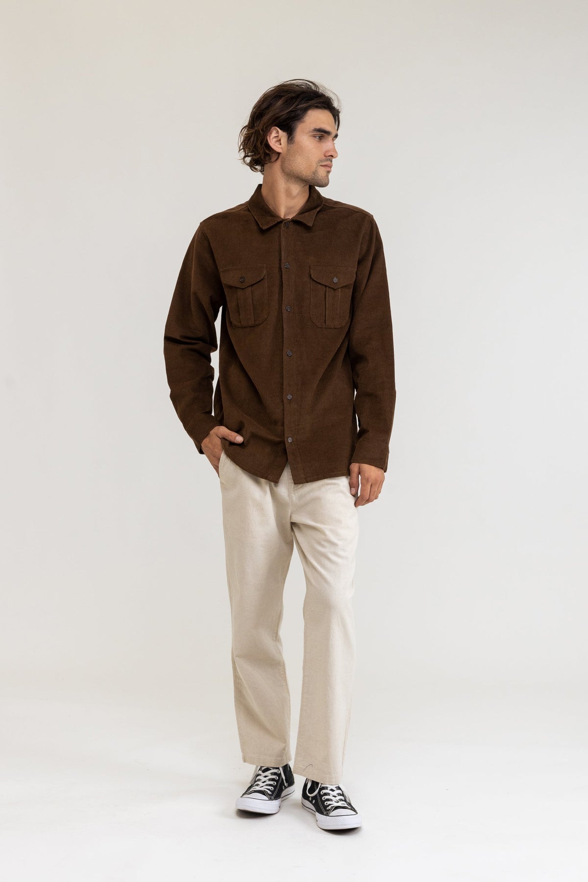 Corduroy LS Shirt - Chocolate