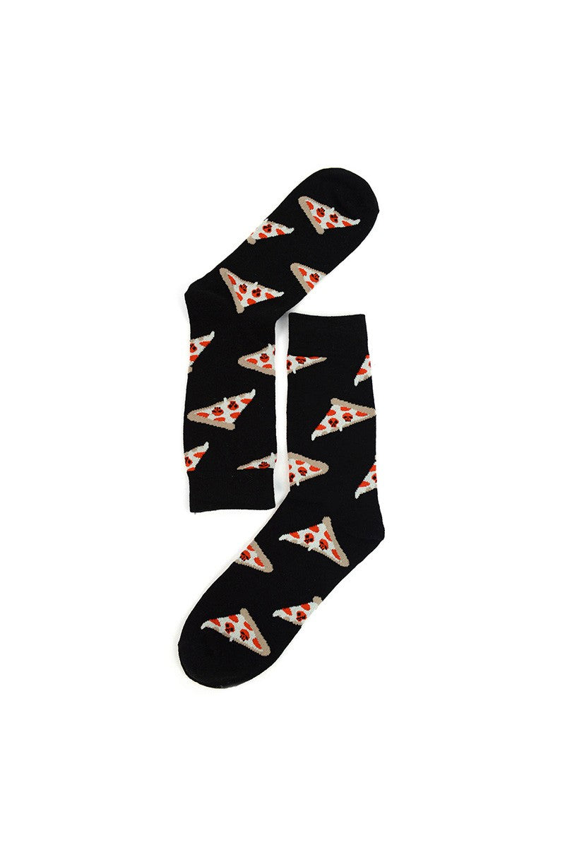 Men's Black Skull Pizza Socks