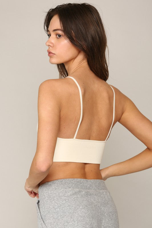 Seamless Ribbed Triangle Brami Cream