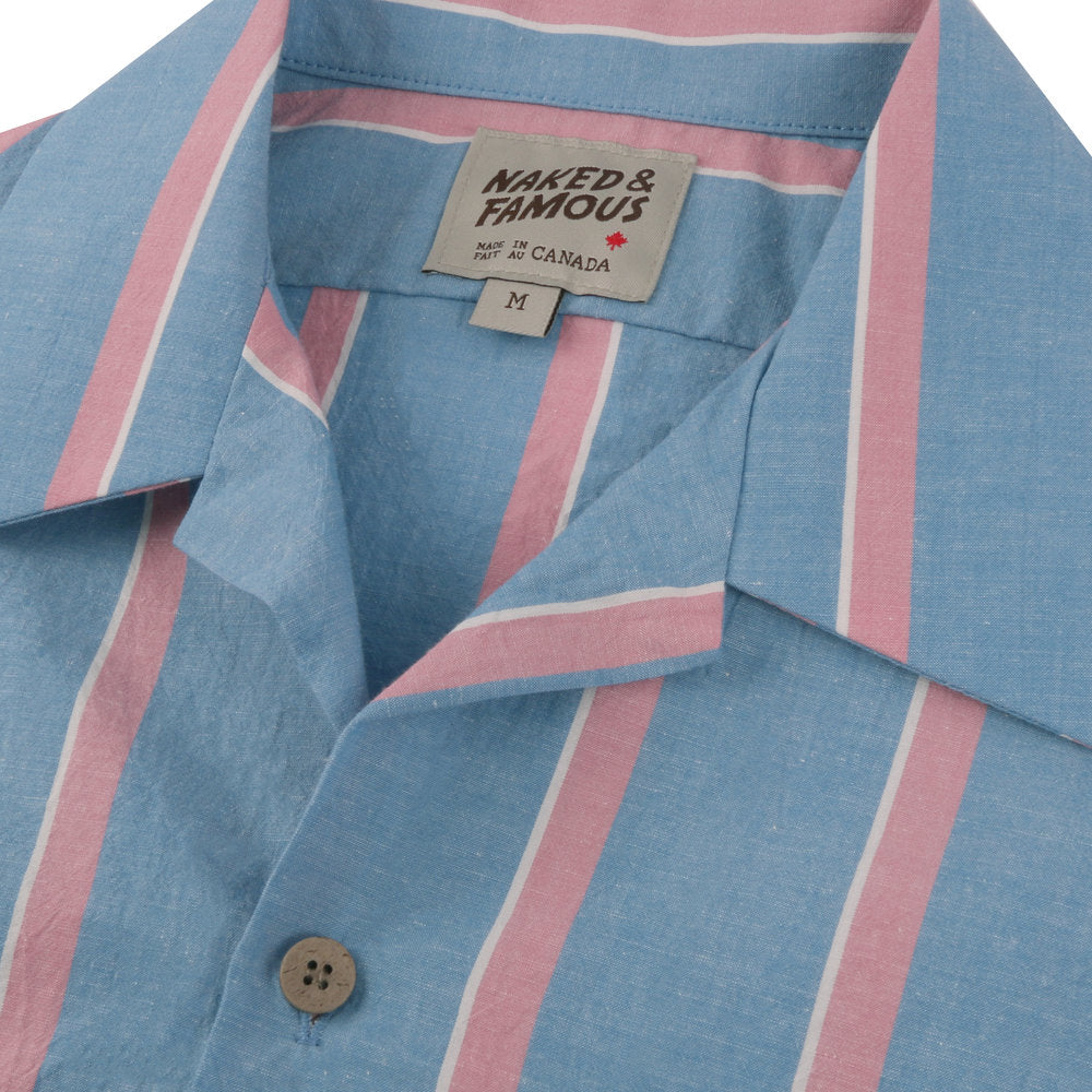 FINAL SALE Camp Collar Shirt - Chambray Slub Stripe