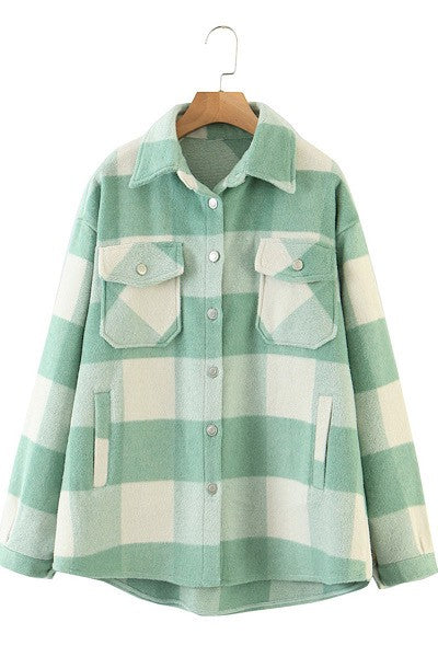 Plaid Oversized Shirt Jacket – Blue Seven