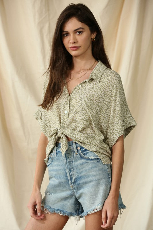 The Dylan Button Down Top - Dusty Sage