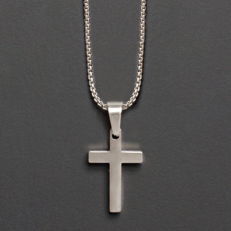 Medium Stainless Steel Cross Necklace For Men (18")