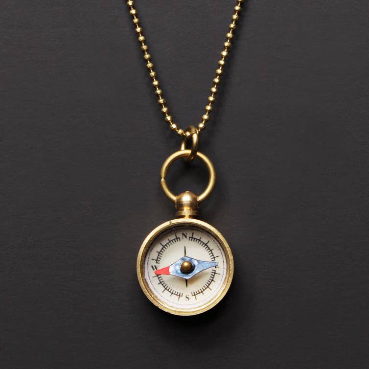 Mini Gold Compass Necklace For Men