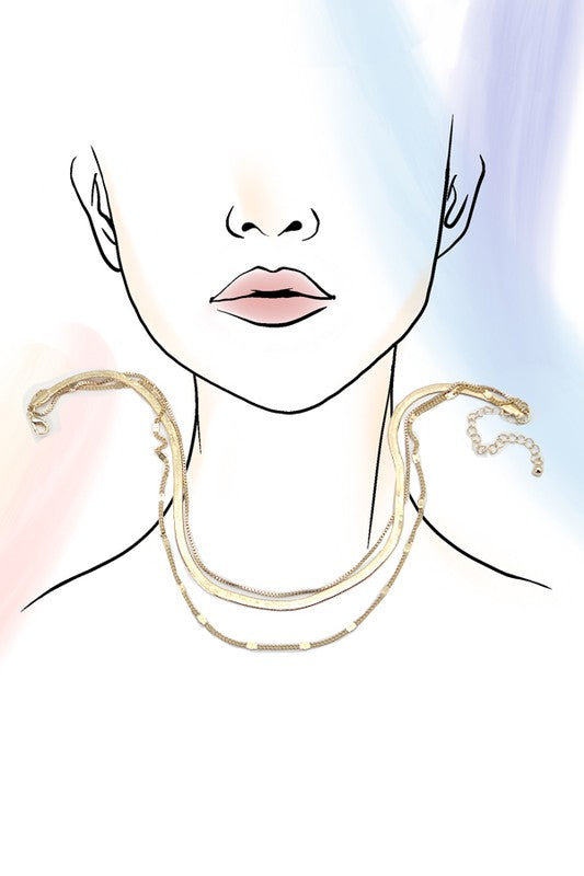 Classic Multi Chain Layer Necklace - Gold