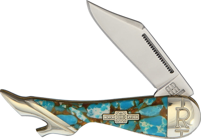 Rough Ryder Leg Knife Amber Turquoise