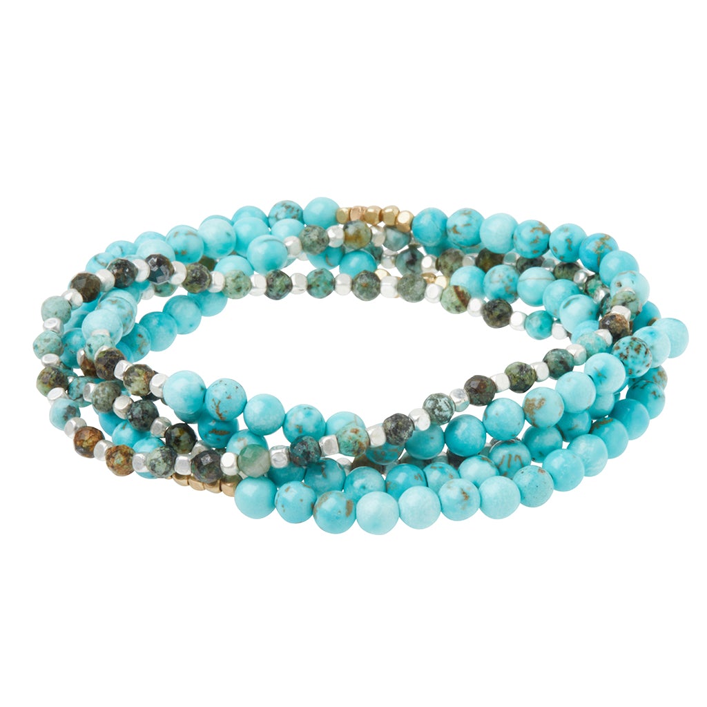 Turquoise & African Turquoise/Gold & Silver Duo Wrap Bracelet/Necklace/Pin