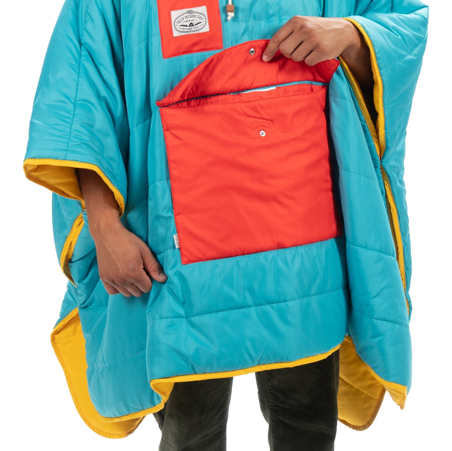 Reversible Poncho - Goldenrod/Blue Pine