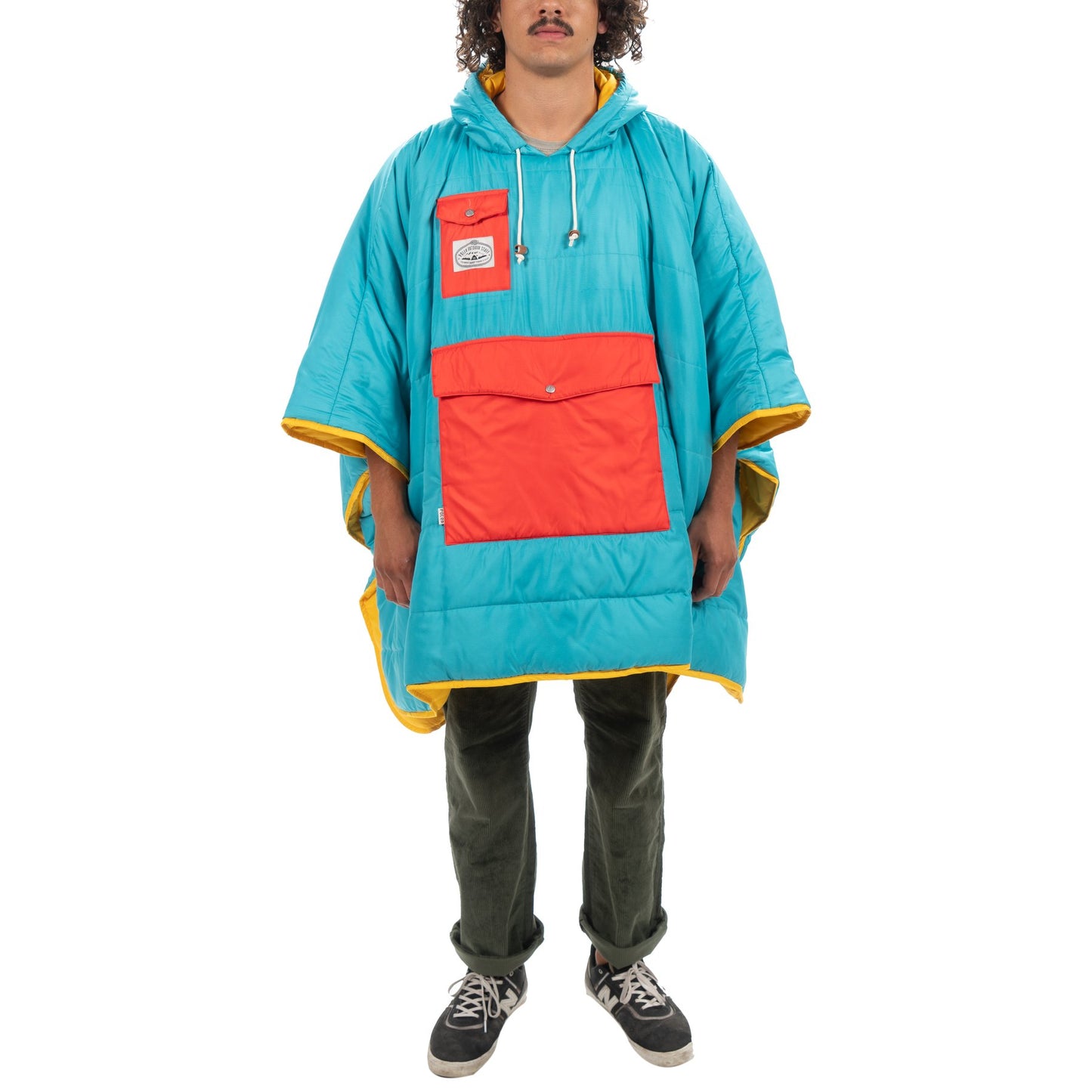 Reversible Poncho - Goldenrod/Blue Pine