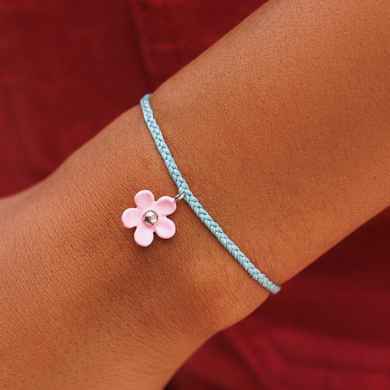 Solstice Enamel Pink Flower Bracelet - Seafoam
