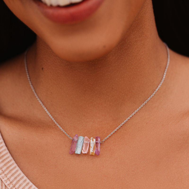 Rainbow Crystal Necklace - Silver
