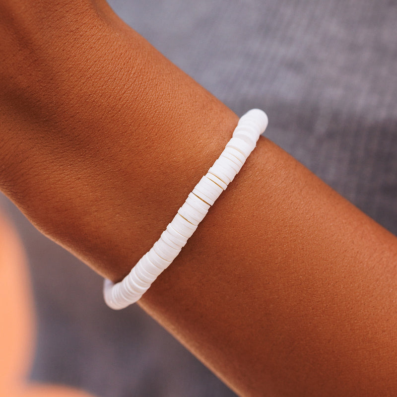 Pastel Disc Stretch Bracelet - White