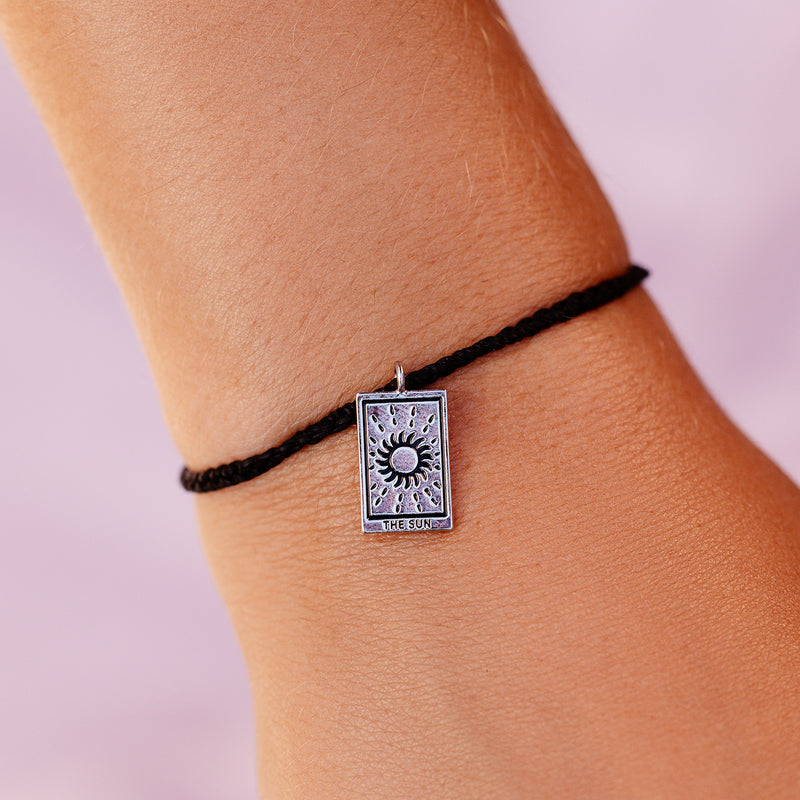 Sun Tarot Silver Bracelet - Black