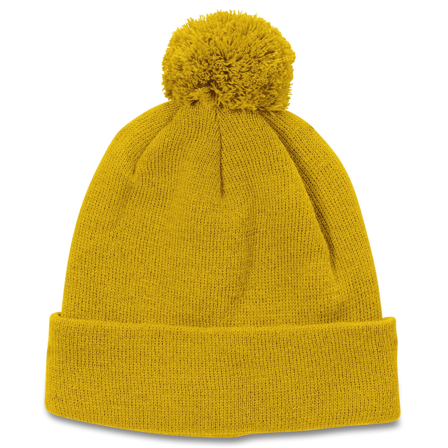 Pom Knit Beanie - Gold