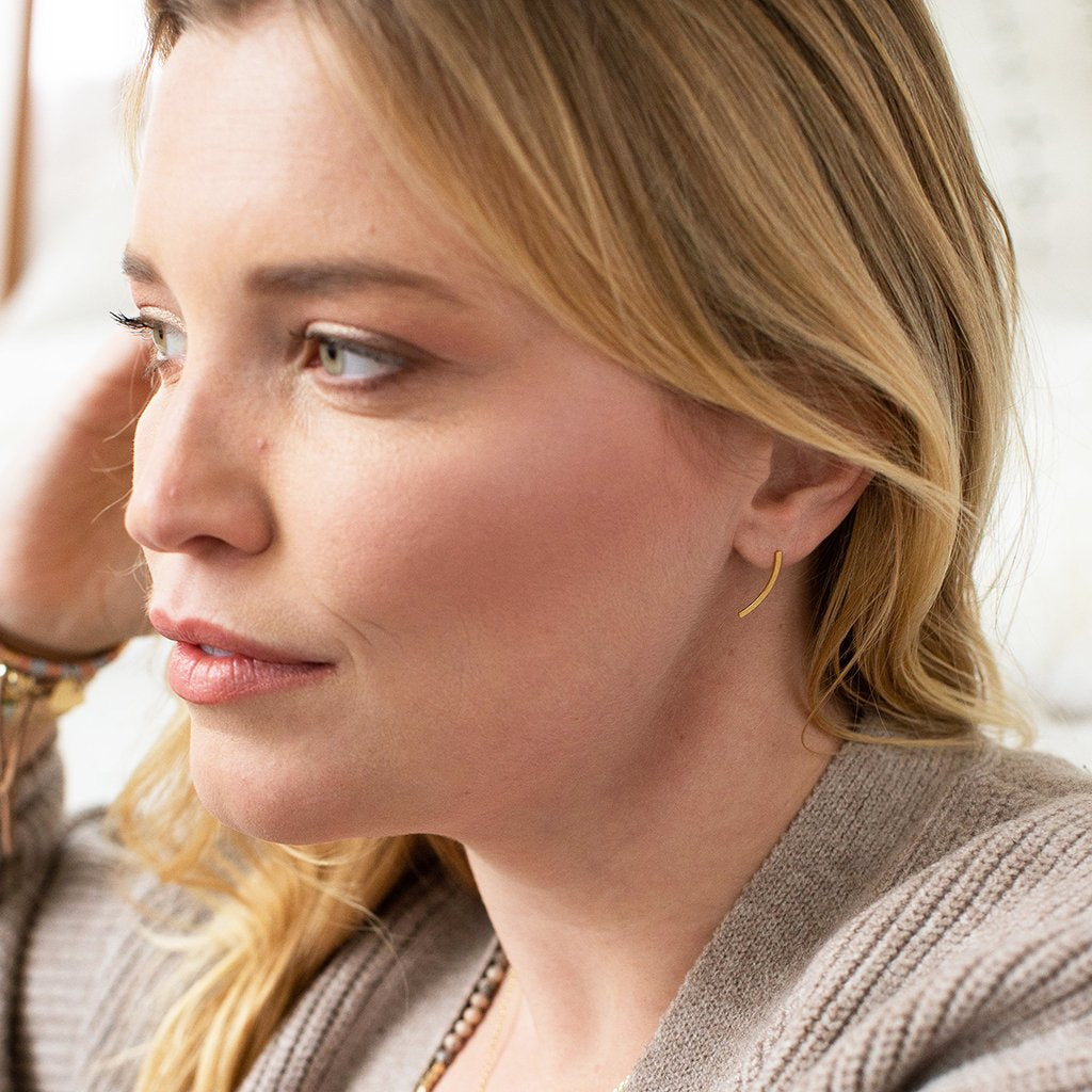 Gold Comet Curve Earrings