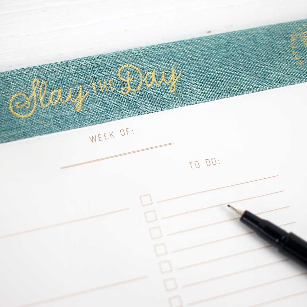Weekly Desk Planner Seafoam Green - Slay The Day